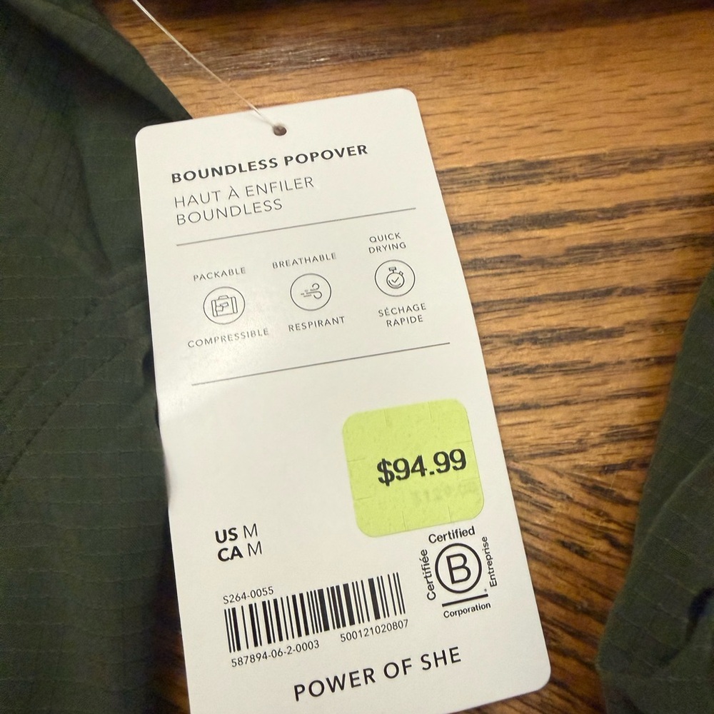 New with Tags Athleta Olive Green Pullover Quarter-Zip Anorak - Picture 2 of 7